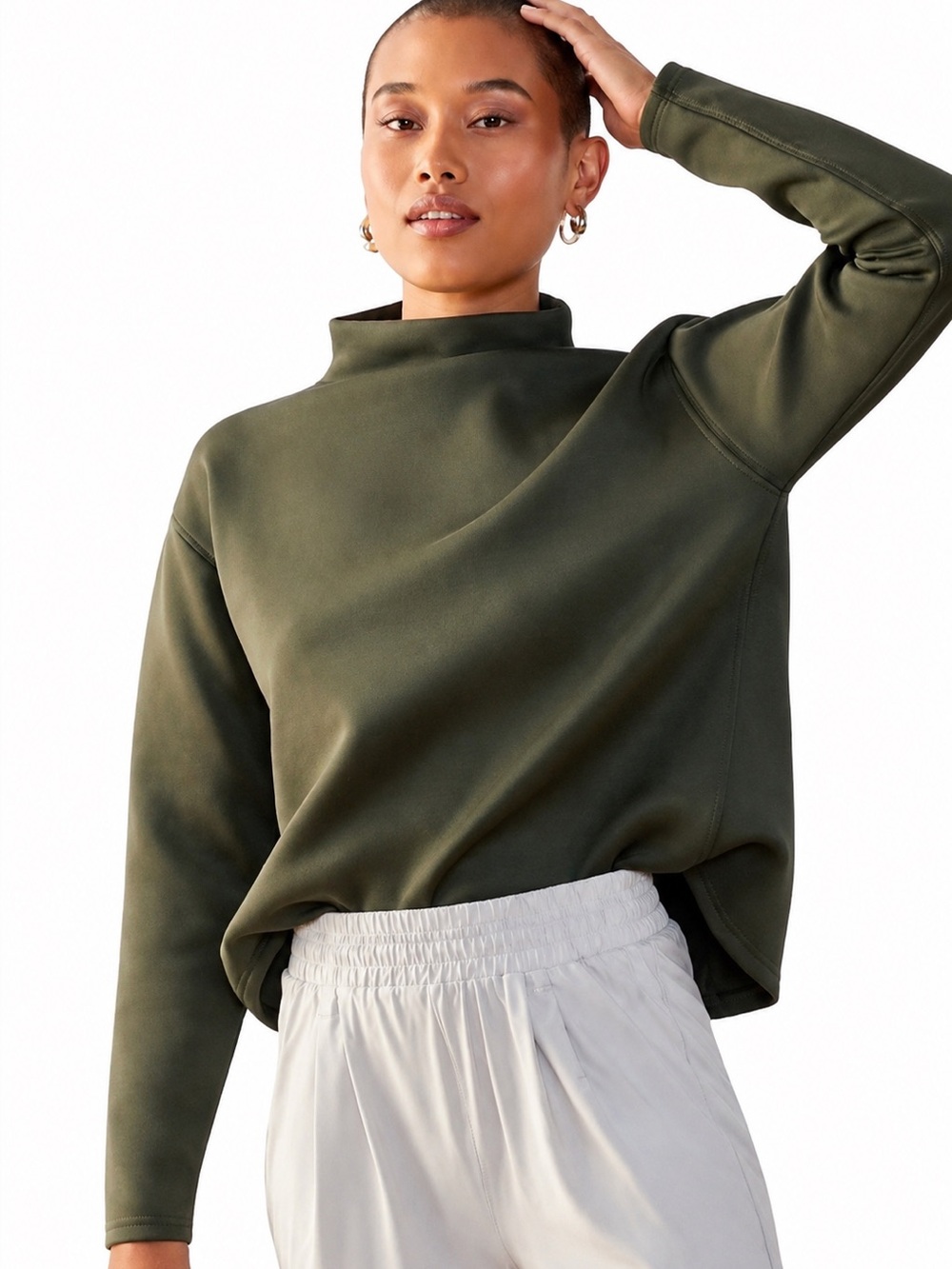 Aday Like A Boss Moss Green Scuba Pullover Sweatshirt XS